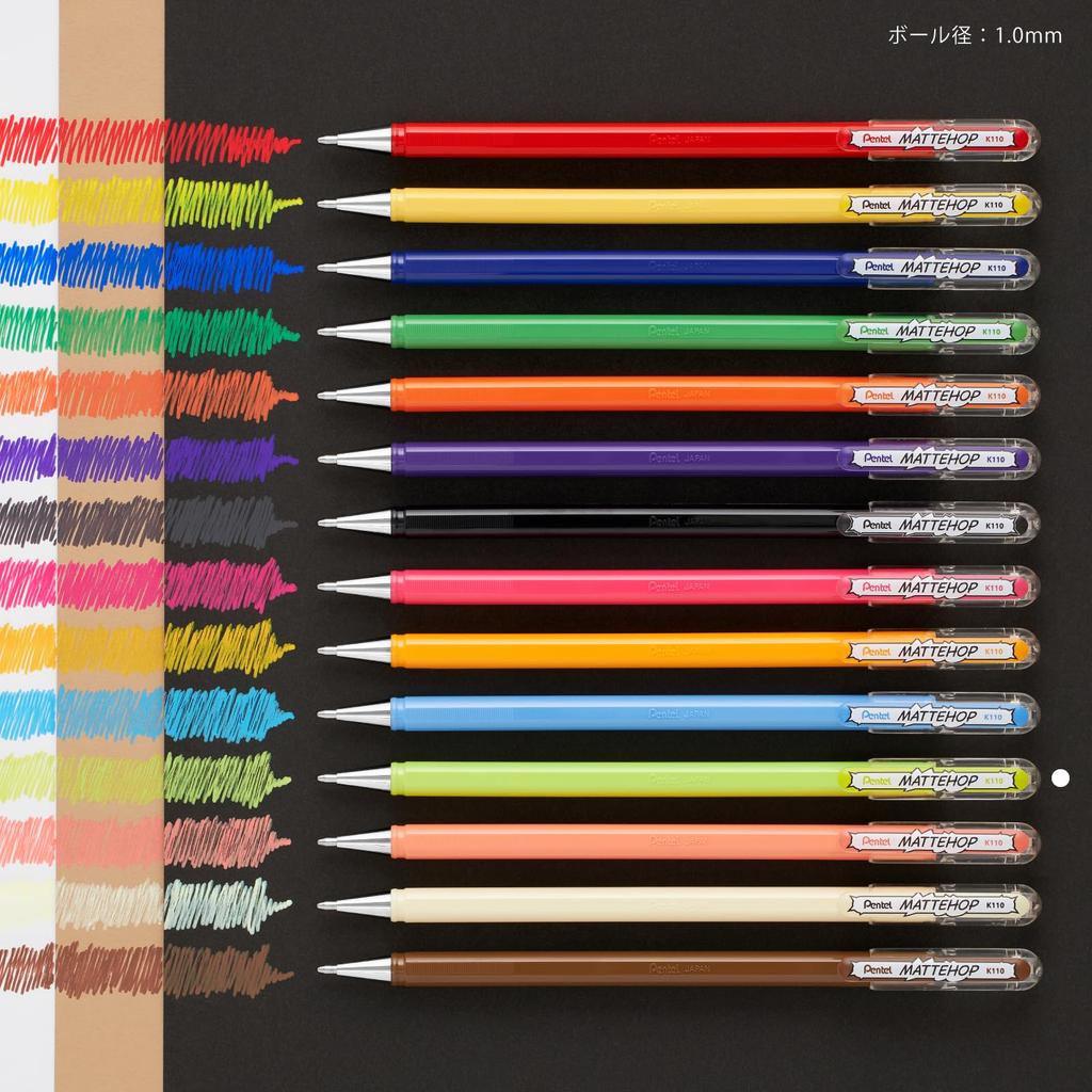 Шариковые ручки Pentel Matte Hop Color Желто-зеленые (10 ручек) K110-VK