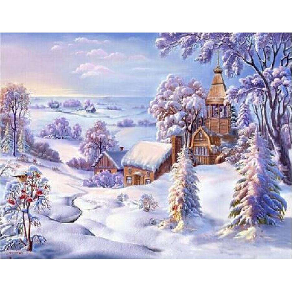 Modern Winter Snow Scenery Picture Design Diamond Painting Full Drill As Gift Diamond Embroidery