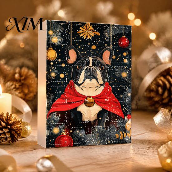 Fun Holiday Surprise Toys Bulldog Advent Calendar 2026, 24 Days Acrylic Puppy Ornaments Christmas Countdown Calendar, Tree Hanging Decor 2D