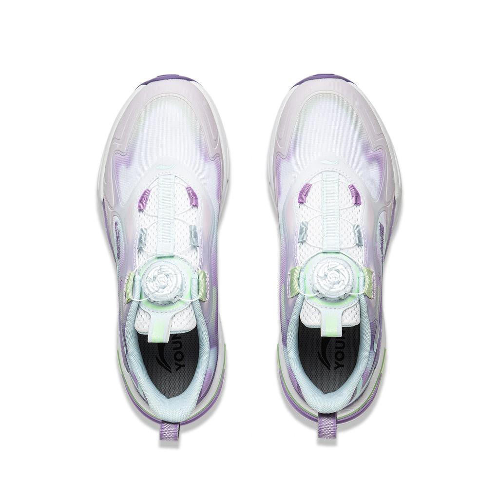 Li Ning Kids Qiang Yue Sports Lifestyle Fashion Comfortable Non-Slip Shock Absorption Support Low-Top Casual Shoes Kids Casual Shoes Purple YKCV028-6