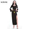 3pcs Full Sets Umorden Halloween Costumes for Women The Nun Costume Fantasia Adulto Cosplay Clothing Dress Headscarf Cross
