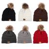 6 цветов модная вязаная зимняя шапка с помпоном из искусственного енота для сохранения тепла