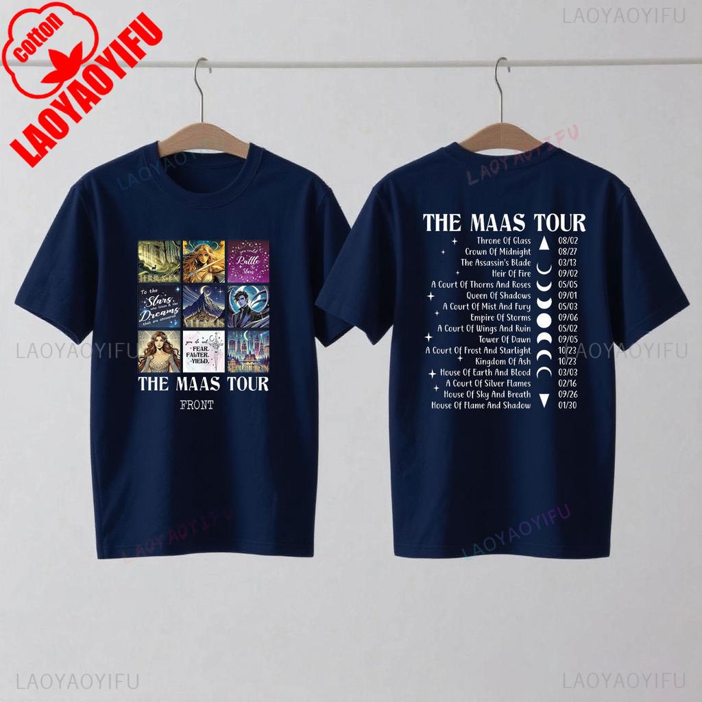Сара Дж. Маас SJM Мерч Мировой Тур Футболка Престол Стекла Атрибутика Фаната Сумерки Мода Повседневный Комфорт Хлопковые Футболки