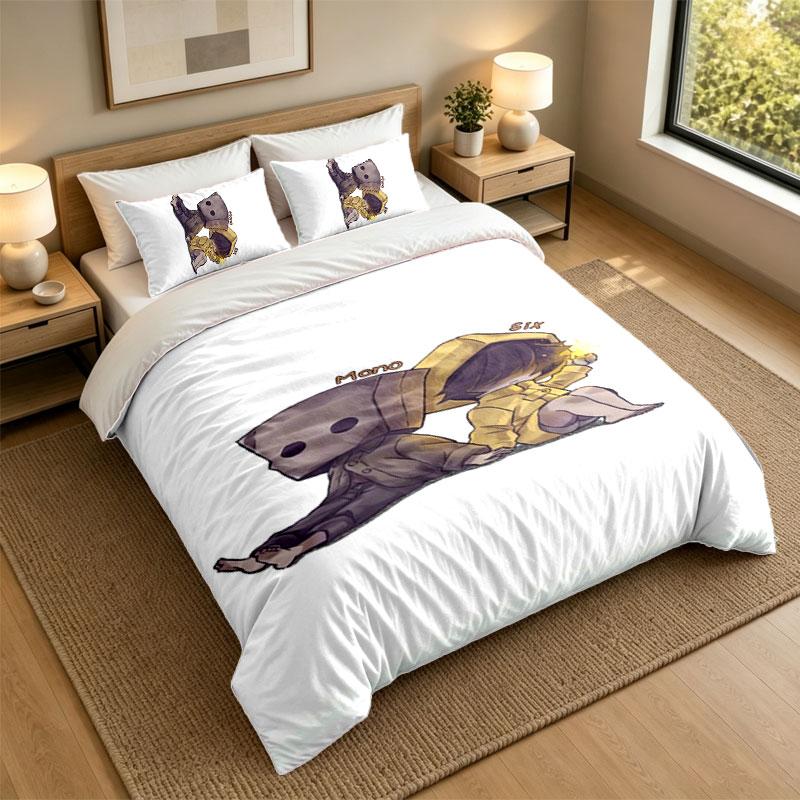 3Pcs Bedding SetLittle Nightmares Six Mono Soft Bed Sheet and Two Pillowcases Home Bedroom Decor