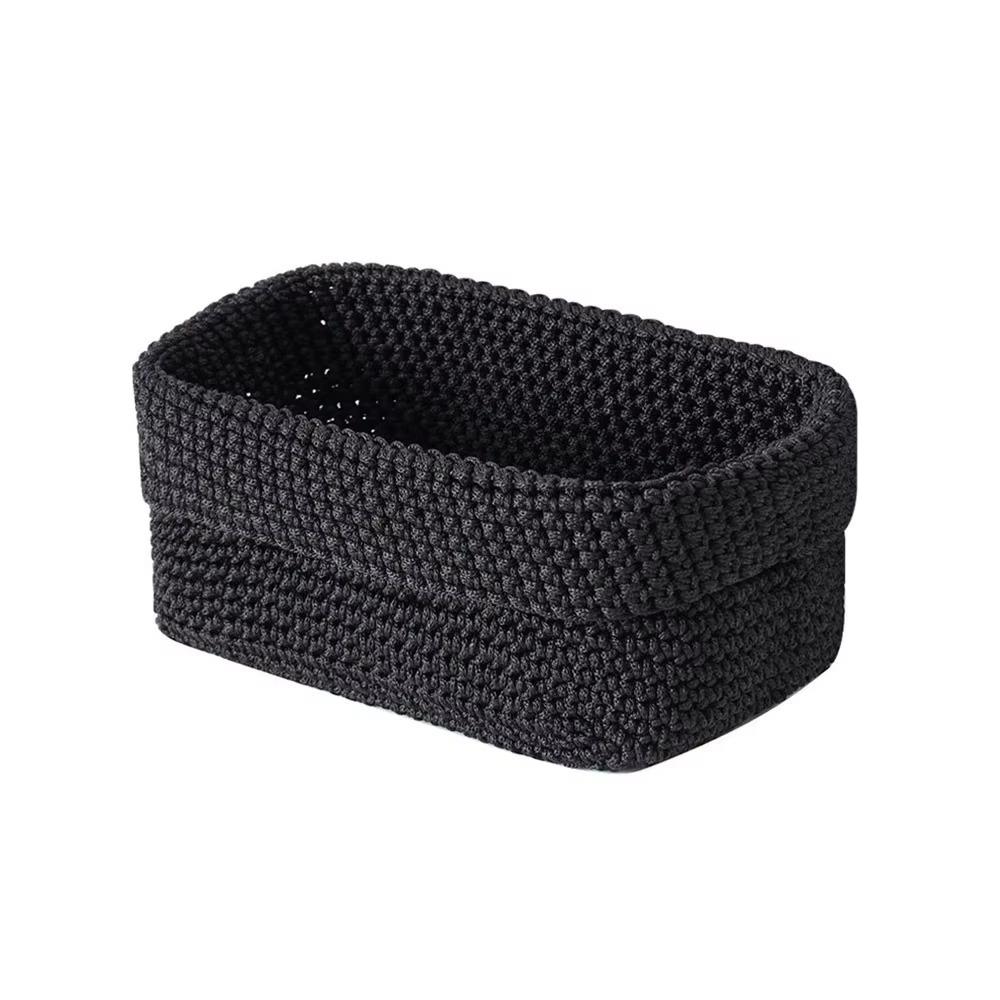 Handwoven Cotton Rope Storage Basket Rectangle Large Capacity Weaving Storage Basket Moisture-proof Breathable