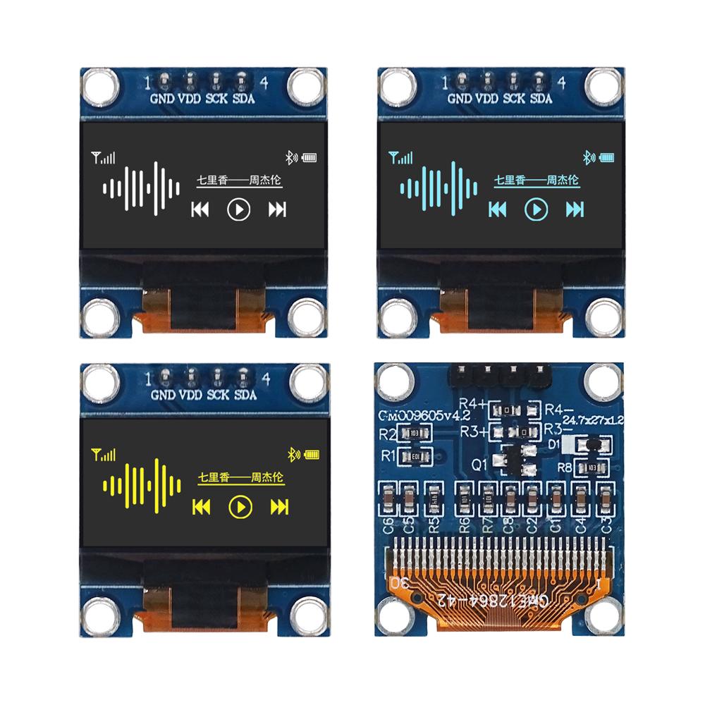 Модуль OLED-дисплея 0,96 дюйма SSD1306 I2C IIC SPI Последовательный 128X64 ЖК-дисплей 4 контакта Желто-синий Бело-синий для Arduino(Паяные штыревые разъемы)
