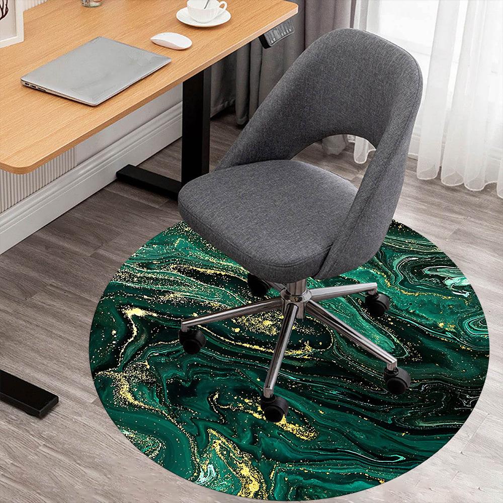 1pc Marble Texture Round Chair mat Area Rug - Non-Slip, Floor Mat for Office, Bedroom, and Indoor Decor c1125348