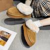 Северо-восточные сноубутсы на толстой подошве женские зима 2025 новые набивные утолщенные теплые пушистые короткие снежные хлопковые туфли
