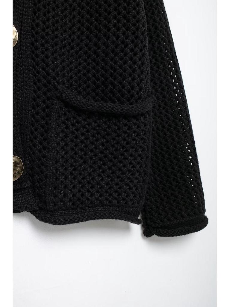 Женская вязаная кофта-свитер - 15 цветов, осень/зима, европейский и американский стиль, короткая с большими карманами, застежка на три пуговицы (2024).