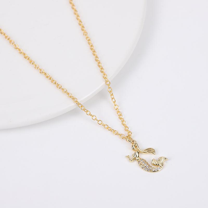 Модное и персонализированное женское колье-подвеска с инкрустацией цирконием, подвеска в виде животного, ожерелье-русалка