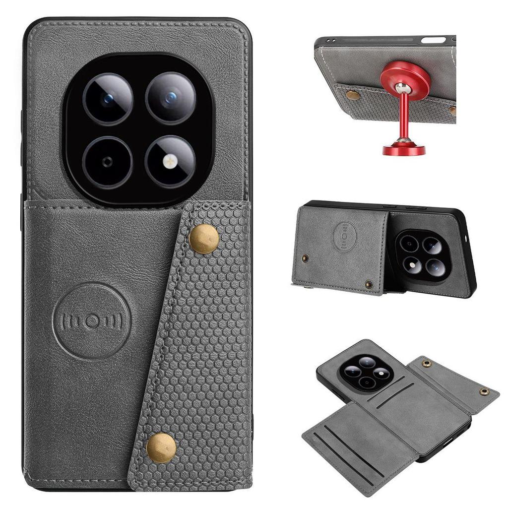 Кошелек-чехол из ПУ-кожи для Xiaomi Redmi Note 15 5G, POCO M8, с несколькими отделениями для карт, двойной металлической кнопкой, противоударный, полнотелый защитный чехол