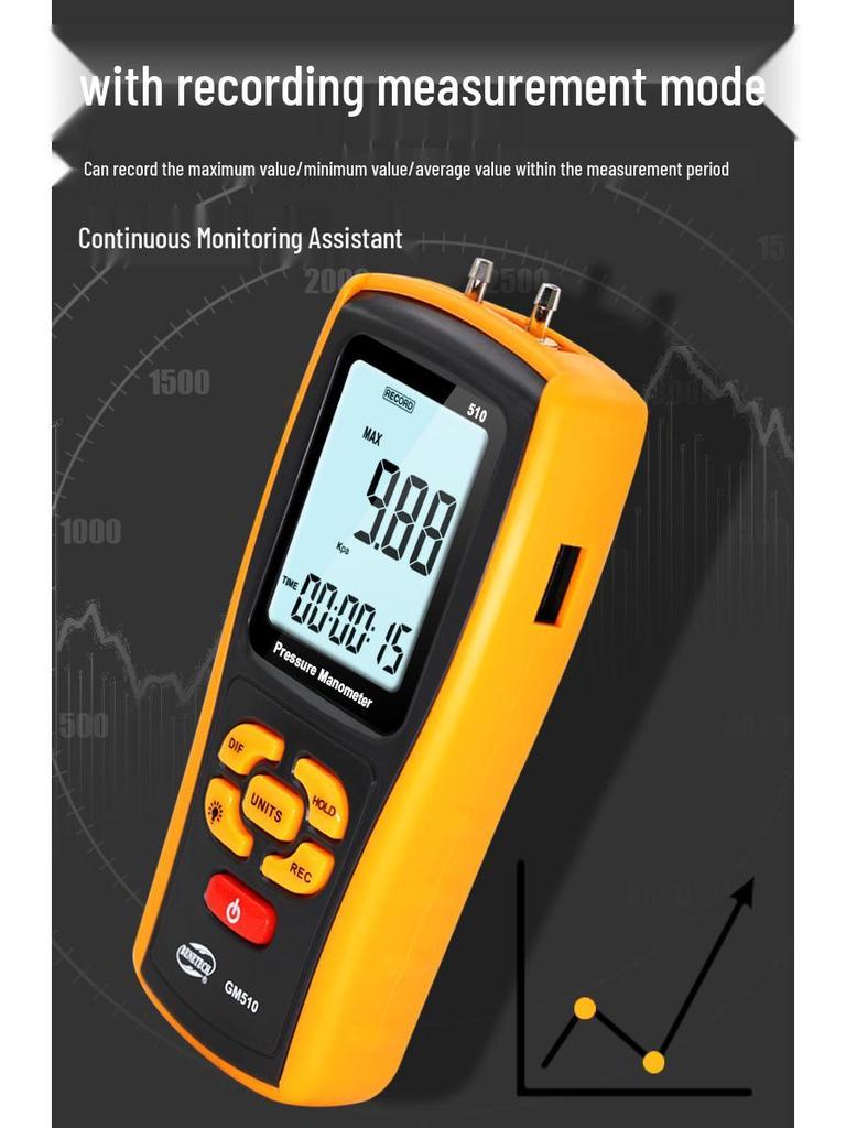 Цифровой дифференциальный манометр и вакуумметр BENETECH для газа и ветра