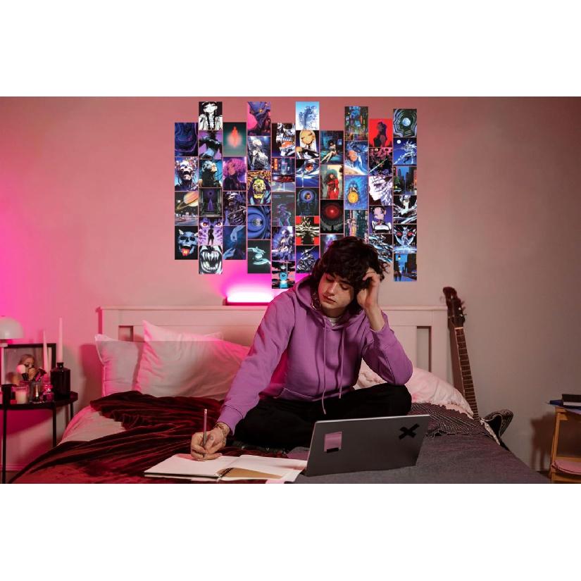 Cyberpunk Retro Futuristic 90s Anime Aesthetic Art Wall Collage Kit for Bedroom - Small 50 PCS Manga Wall Prints Decor Posters - Trippy Unique Grunge