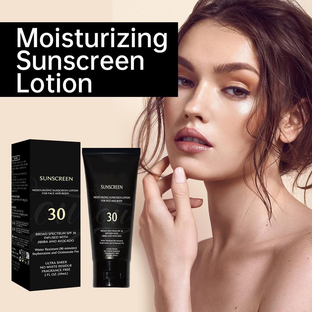 Sunscreen Whitening SPF30+ For Melanin Skin Natural Moisturizing Sunscreen For Face And Body Natural Ingredients All Skin Types Block UV Rays 59ml
