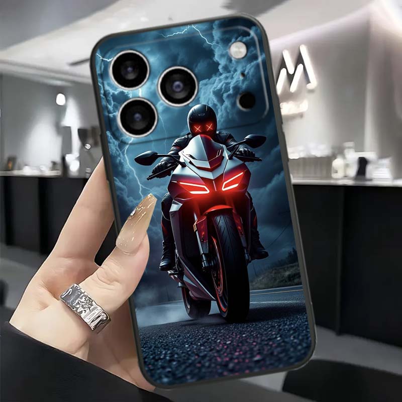 Модель Райдер Крутой Чехол Для Телефона Для Apple iPhone 17 16 16E 15 14 13 12 11 Pro Max Plus Черный Мягкий Силикон