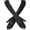Black Satin Gloves Velvet Bag Finger Elbow Length Banquet Bridal Evening Ball Party