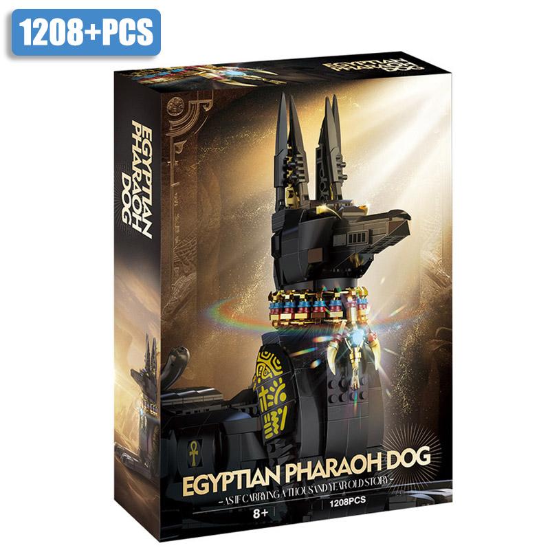 MOC Город 1208 деталей Древнеегипетский Фараон Собака Модель Набор Строительных Блоков DIY Волшебное Животное Анубис Кубики Игрушки Для Детей Подарки