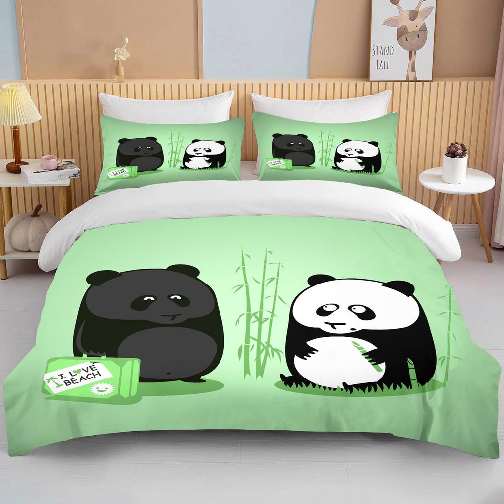 10 размеров Комплект постельного белья CutePanda из 3 предметов, двуспальная кровать размера «king size», комплект постельного белья из микрофибры или полиэстера, комплект постельного белья для спальни