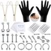 42Pcs 8mm Tattoo Tools Kit Lip Eyebrow Ear Stud Belly Button Ring Body Piercing