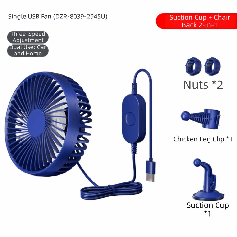 Quiet Operation Dual-Head Car Fan Multi-Angle Adjustable Electric Fan Driving Environment