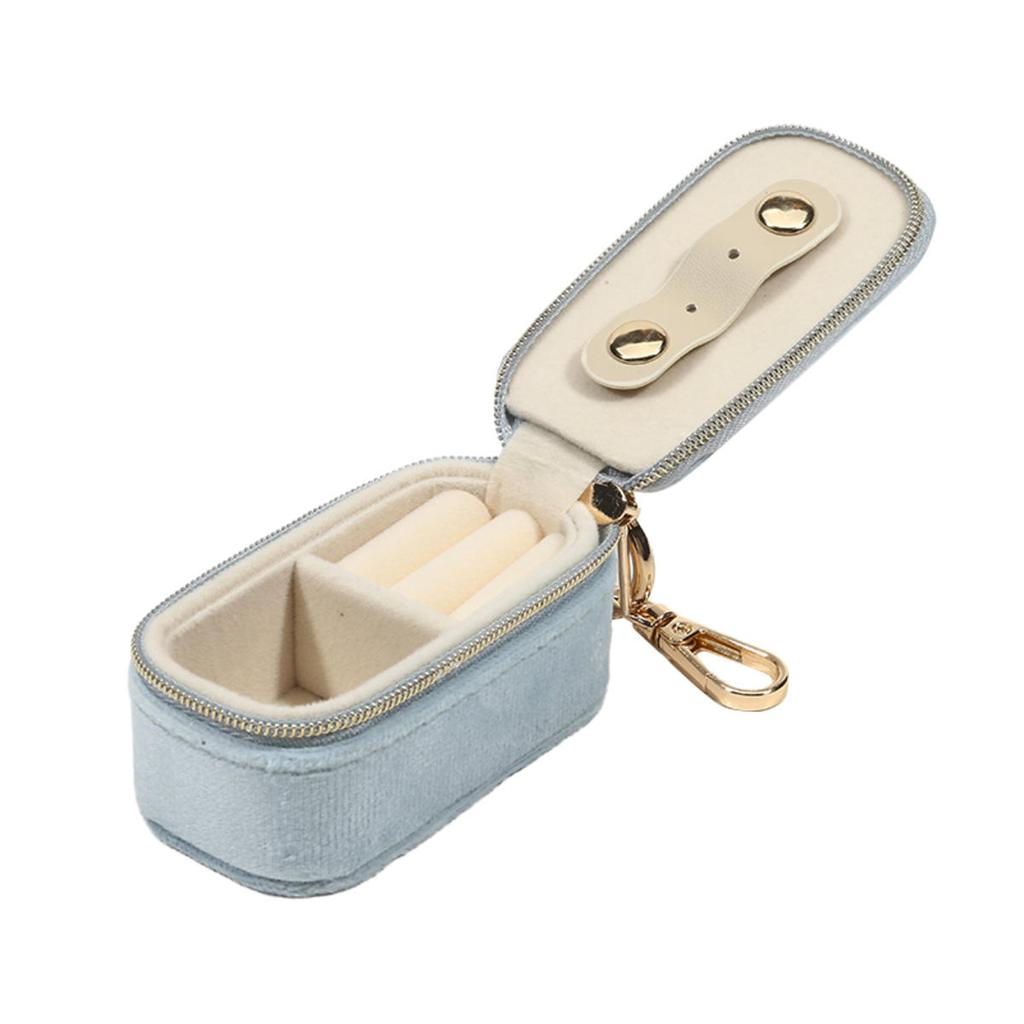Mini Portable Jewelry Box with Keychain Earrings Necklace Ring Storage Box Velvet Travel Organizer Jewelry Case Hanging