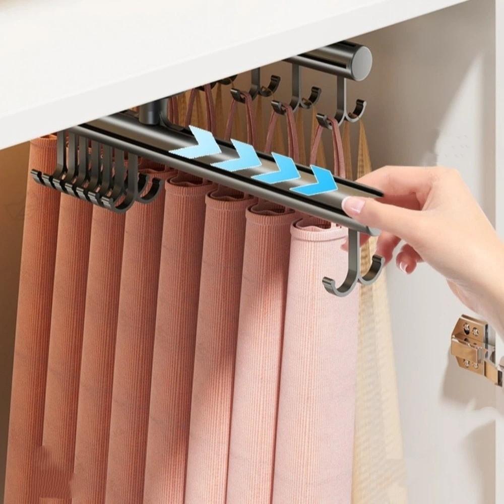 Space Saving Sliding Wardrobe Hooks Removable Adjustable Pull-Out Clothes Hanger No-Drill Moisture-proof Vest Hook