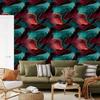 Ink Wallpaper Turquoise, Black and Burgundy for Living Room and Bedroom 50x1000