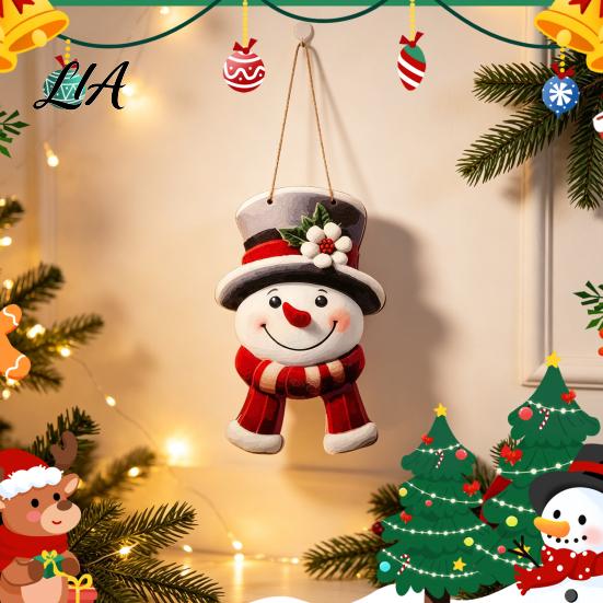Decorative Wooden Shapes Christmas Snowman Sign, Farmhouse Rustic Winter Door Decor, Hanging Decor Welcome Plaque for Front Wall And Window