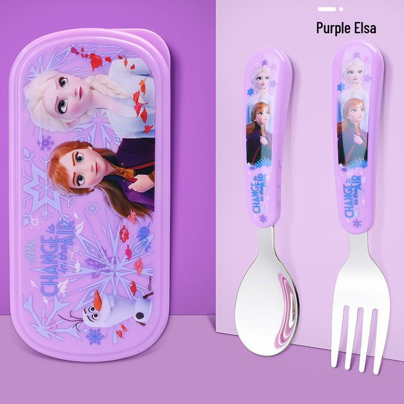 Мультяшная детская ложка для кормления из нержавеющей стали с портативной коробкой