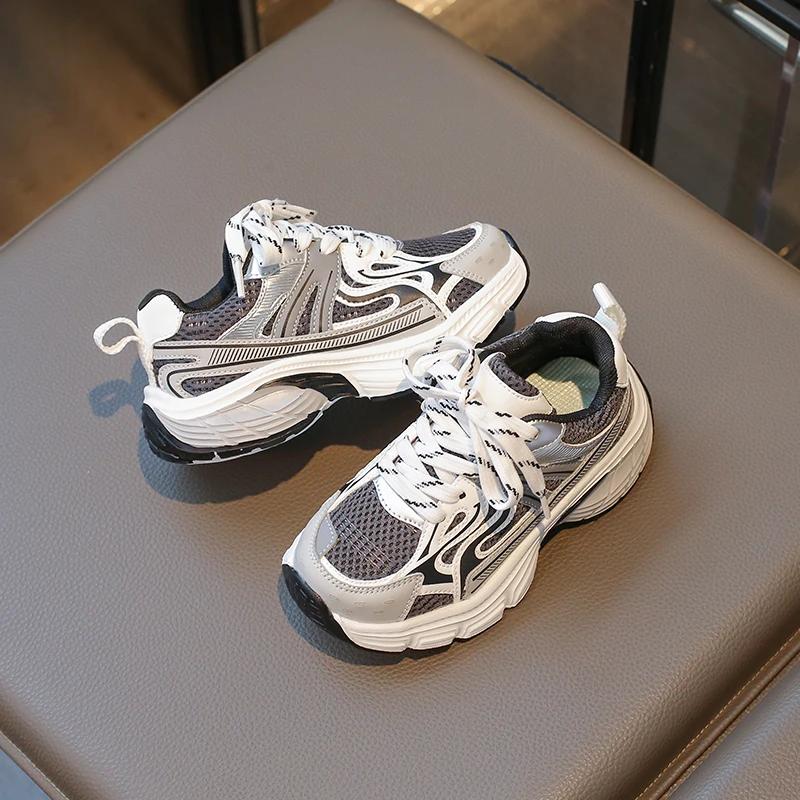 Новые детские кроссовки для мальчиков с толстой подошвой, повседневные школьные кроссовки для девочек, модные универсальные детские повседневные кроссовки для бега, дышащие