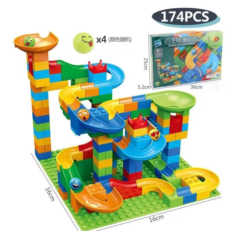 84-514 шт., небольшие мраморные блоки для бега, лабиринт, шариковая дорожка, строительные блоки, пластиковая воронка, горка, сборка, кирпичи «сделай сам», детский подарок
