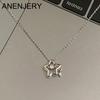 Silver Color Shiny Star Zircon Pendant Necklace for WomenTransparent Sweet Clavicle Chain Jewelry