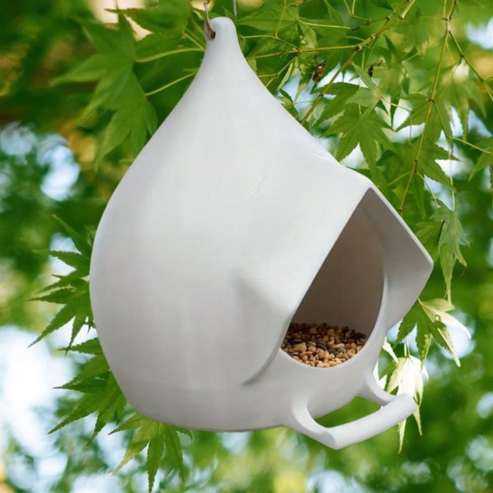 House Shape Waterproof Hanging Bird Feeder Rainproof with Stand Bird Feeding Dispenser Large Capacity Birds Food Catcher Garden