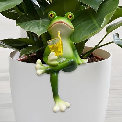 Милые аксессуары для цветочных горшков, миниатюрные фигурки лягушек, декор для кашпо, статуэтка лягушки из смолы, эстетические украшения для сада, растений для патио, двора, газона