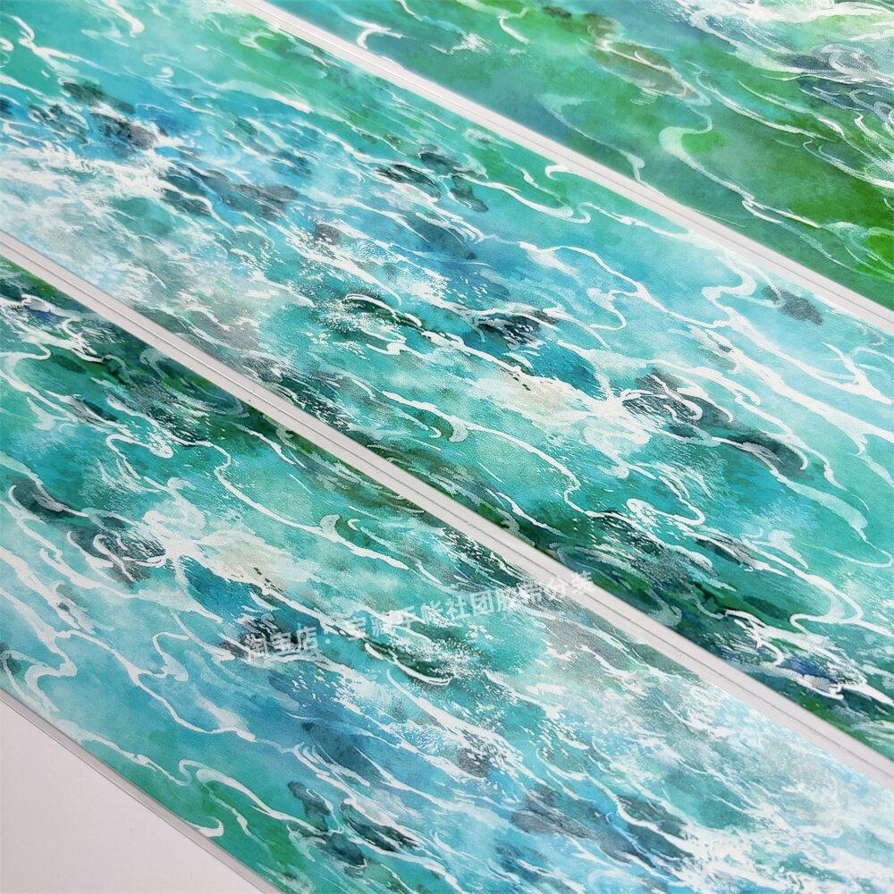 Journal Washi Pet Tape Flowing Water Gurgling Zero Stream Water Blue Pan PET Scrapbooking Collage Sticker Card Making