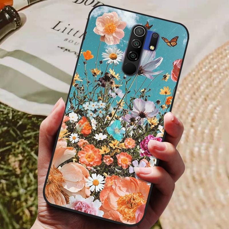 Для чехла Xiaomi Redmi 9 Чехол Кот Цветок волк Силиконовый чехол для Redmi 9 redmi9 Чехол Бампер 6.53" Ударопрочный Чехол для телефона Coque