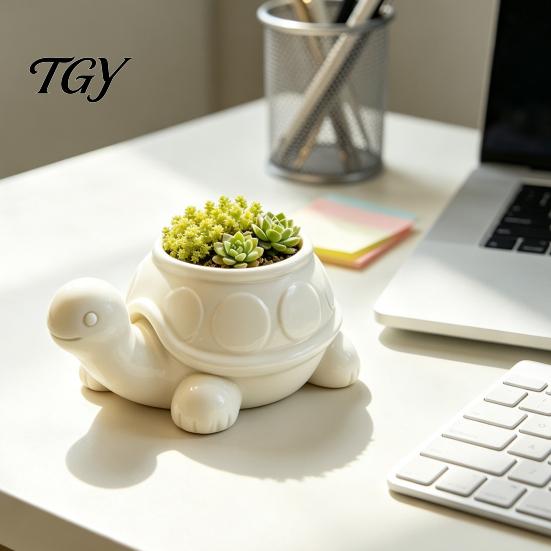 Small Succulents Pot for Windowsill 3D Printed Turtle Pot, Cute Animal Planter Indoor Plants, Decorative Desktop Eco Friendly Potted Plant Holder