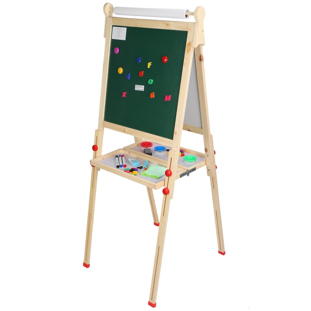 Children Double Sided Drawing Easel Height Adjustable Whiteboard Blackboard Accessory Set