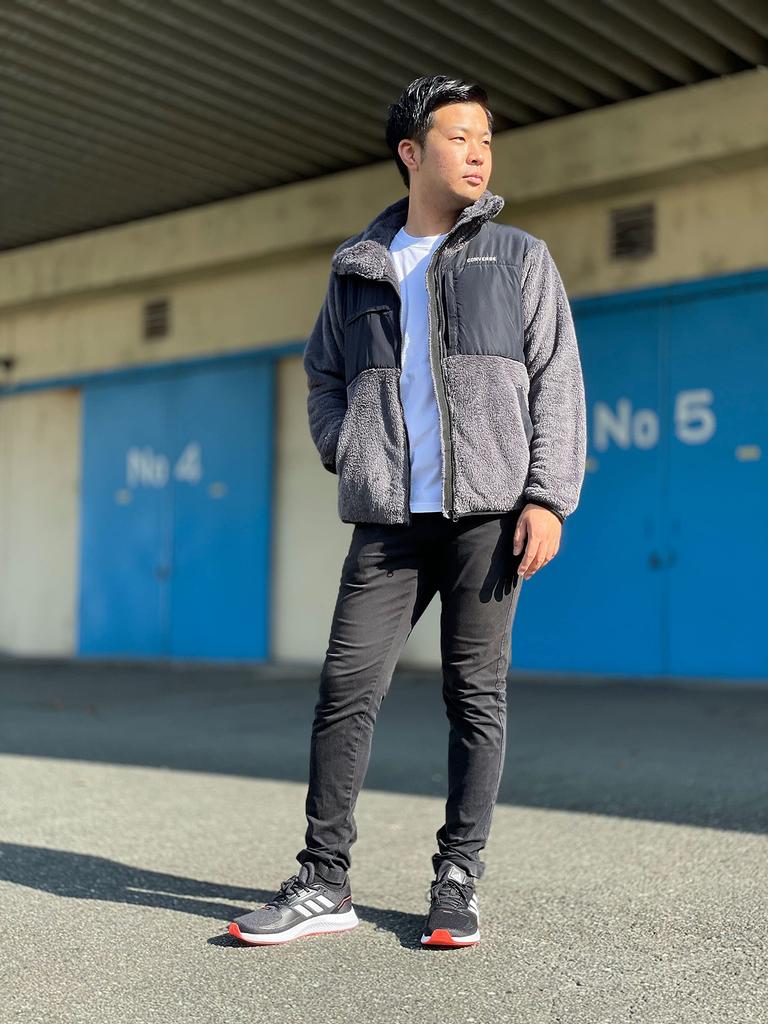 Converse Converse Stand Collar Shaggy Boa LL Men's Jacket, M, L, (JP, Alphabet, L, Khaki)