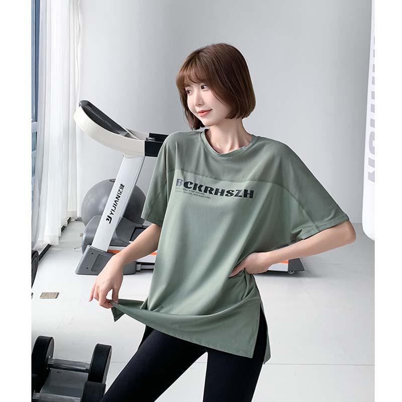 Womens Breathable Mesh Panel Yoga Running Set Loose Fit Quick Dry Sportswear Outdoor Fitness