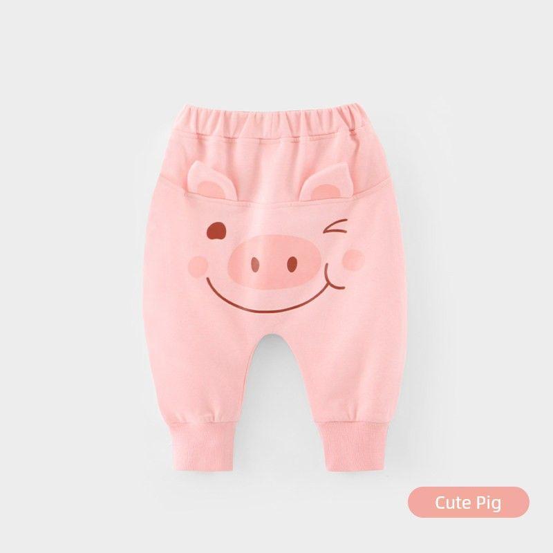 [Fleece-lined] Baby pants Fall and winter baby fart pants kids Heattech boys big pp pants autumn girl cotton pants