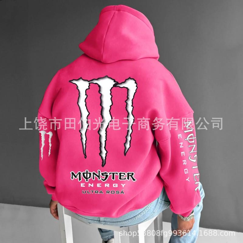 Mens Hooded Sweatshirt With Demon Print Loose Fit Warm Winter Casual Streetwear