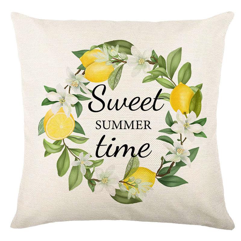 Pillow Cover Nordic Ins Pillow Summer Yellow Lemon Square Print Pillow Cover Cushion