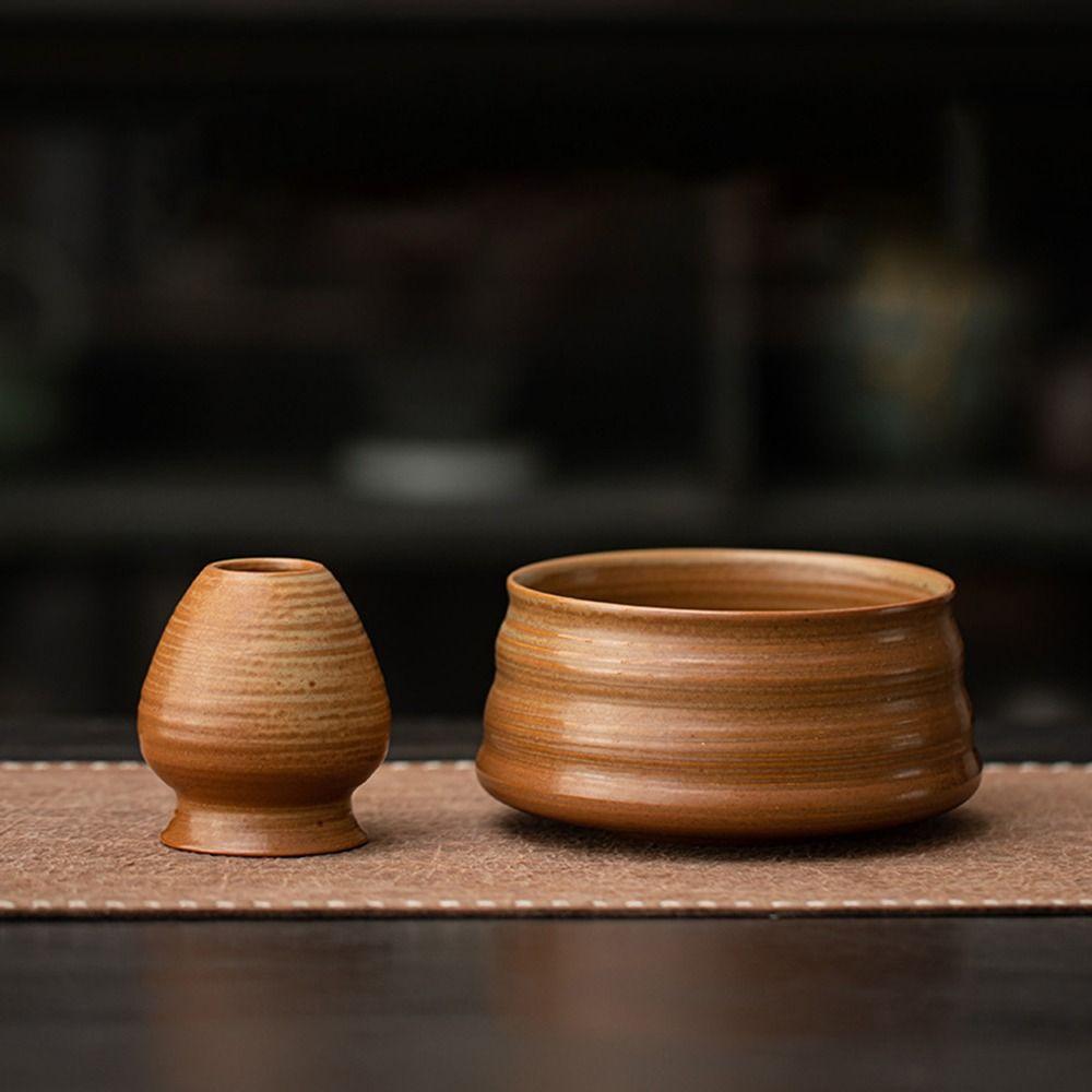 2PCS Ceramic Matcha Holder Japanese Matcha Whisk Stand Holder Traditional Matcha Brewing Cup Gifts