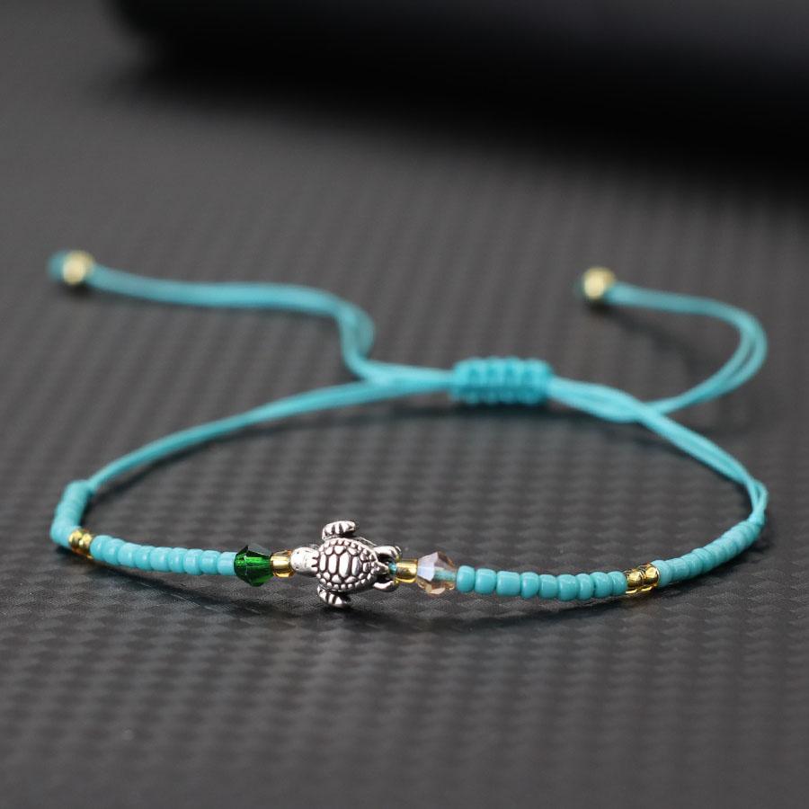 New Handmade Weaven Thin String Bracelet Men Women Beach Surfing Turtle Braslet Bohemia Seed Beads Braclet Valentine Day Gift