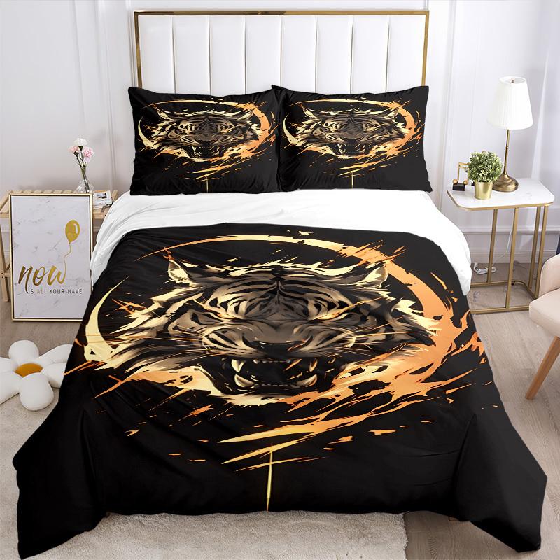 3pcs Tiger Head Bedding Set. Soft and Comfortable with No Core Included (1x Duvet Cover + 2x Pillow Covers) yy251009143