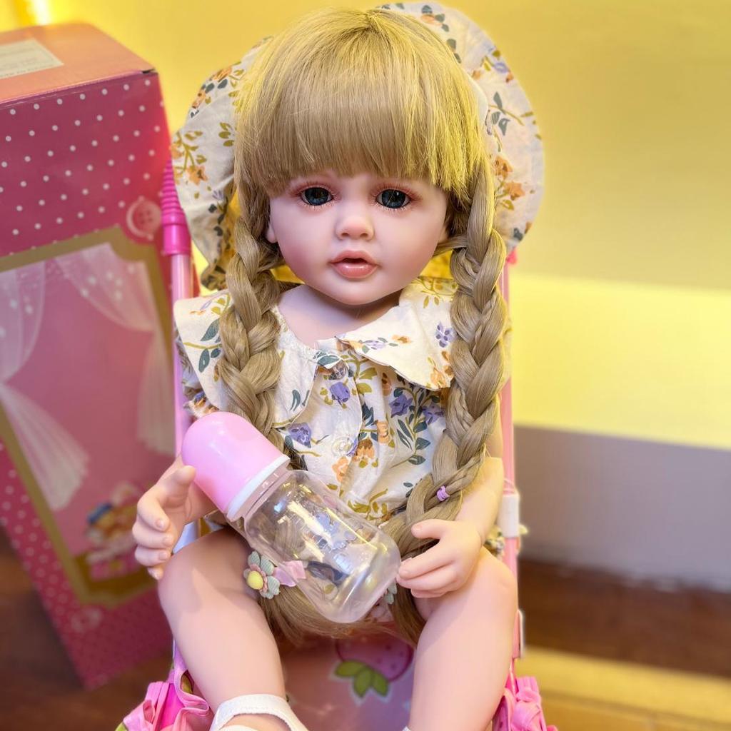 BZDOLL 55 см, полностью силиконовая кукла Reborn для маленьких светлых волос, 22 дюйма, реалистичная кукла для девочек, игрушка-принцесса для малышей Bebe