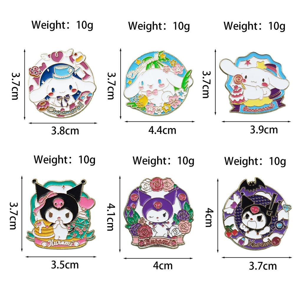 Kuromi & Cinnamoroll Cartoon Character Brooch - Cute Metal Badge with Oil Drop Design