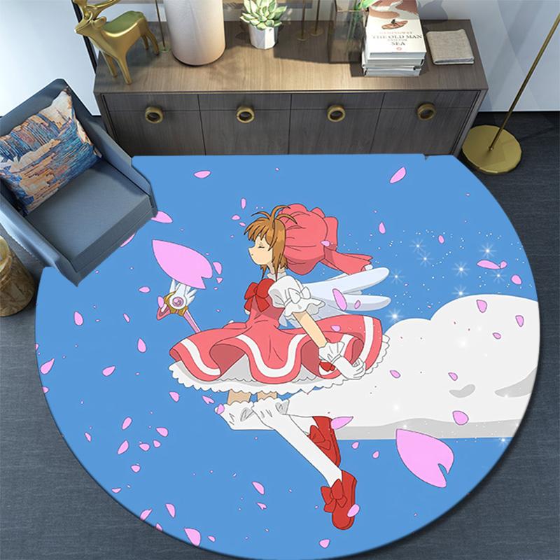 Cardcaptor Sakura2 Round Area Rug,Carpet Rug for Living Room Bedroom Sofa Playroom Decor,Non-slip Floor Mat