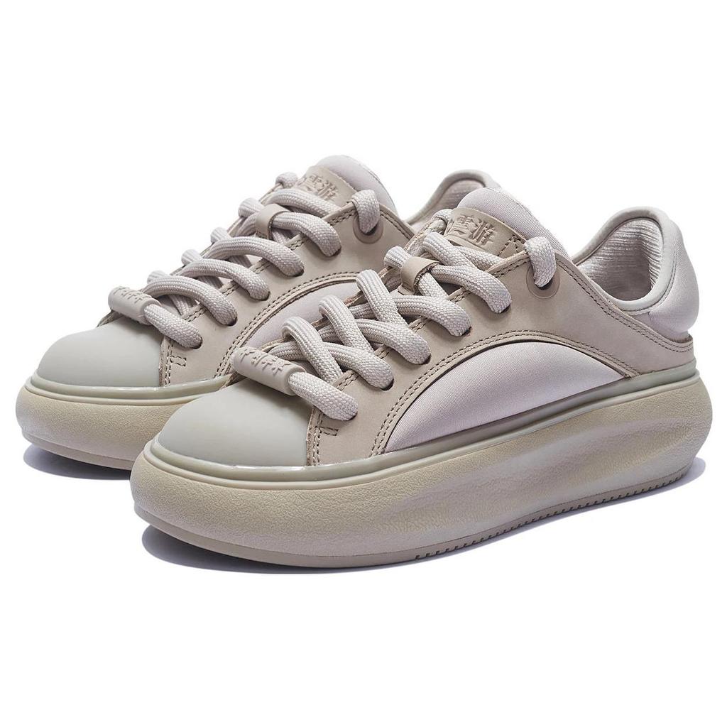 Li Ning Cloud Travel C4D Fabric Leather Non-Slip Wear-Resistant Breathable Low-Top Sports Casual Shoes Women Sneakers Gray AZGT044-2